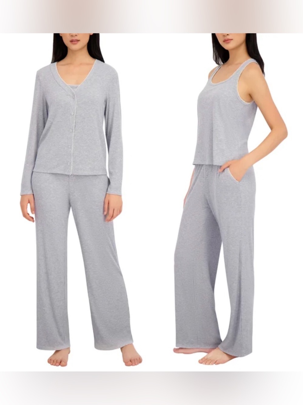 NWT Live2Lounge Women's 3-piece Ribbed Cardigan, Tank and Pant Lounge Set XXL
